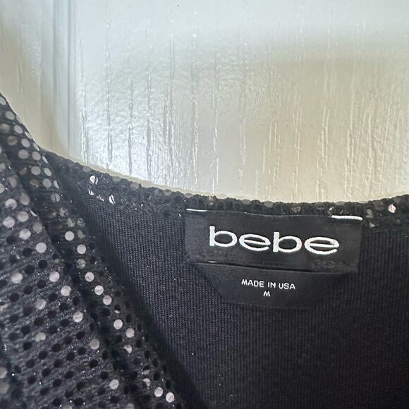 Bebe Black Cowl Neck Shimmer Sleeveless Cocktail Maxi Dress Size Medium - Picture 6 of 9